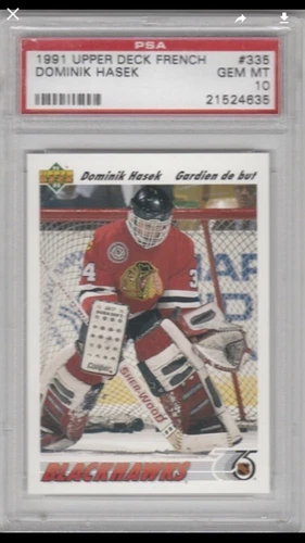 1991 Upper Deck French #335 Dominik Hasek Rookie Hockey Card PSA 10 GEM MINT