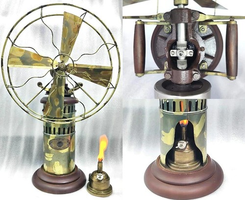 Kerosinventilator antik Stirlingmotor angetriebener Luftventilator aka | Handgefertigter Artikel