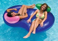 90412 Swimline Side By Side Tube Swimming Pool Inflatable 2 Person Lounger Float
