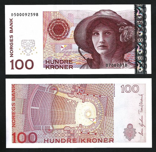 Norway 100 Kroner 2010, UNC, 2 Pcs PAIR, Consecutive, P-49e - Picture 2 of 4