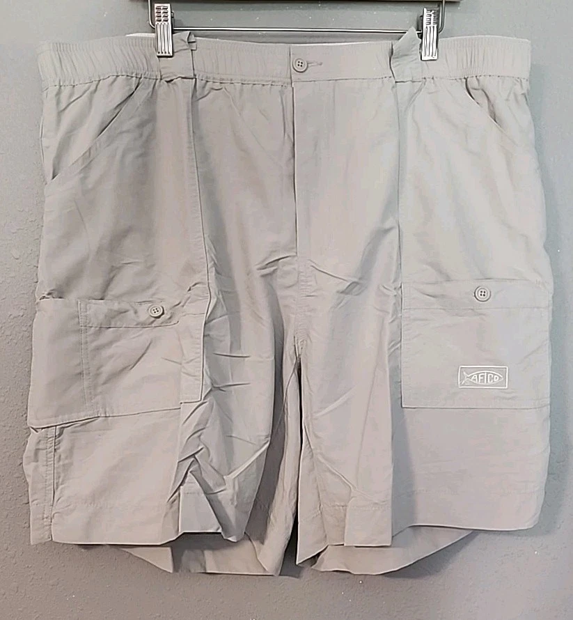 Aftco Light Gray Fishing Nylon Cargo Shorts Mens Sz 44