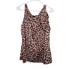 Attention Blouse Women's Large Cheetah Sleeveless Tank Top Ruffle Y2k Shirt