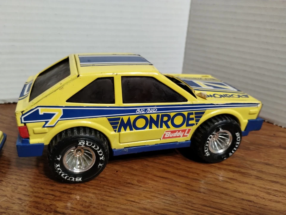 Buddy L Acero Prensado Monroe Big Bud Stock Car con Coche de Carreras 2 De Colección 1979 Raro Foto 4 de 4