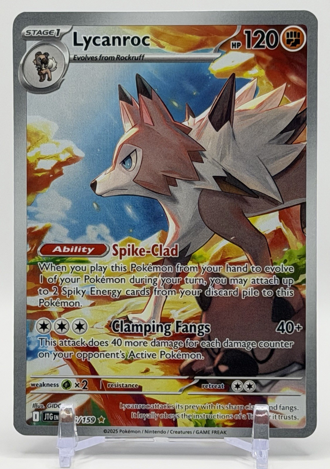 Pokemon Lycanroc 166/159 SV09: Journey Together Full Art Illustration Rare