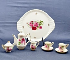 Baum Bros Formalities Miniature Childs Tea Set - Victorian Rose - 9 Pieces EUC