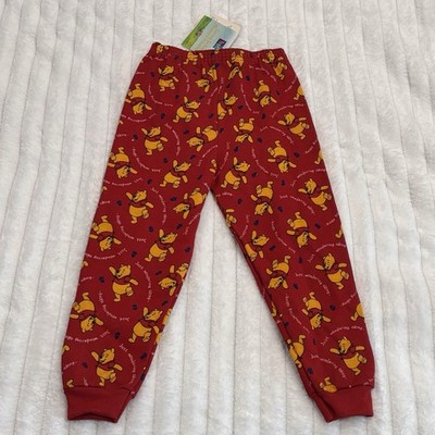 Vintage Disney Winnie the Pooh Jogger Sweatpants Red Elastic Waist Size 4 USA