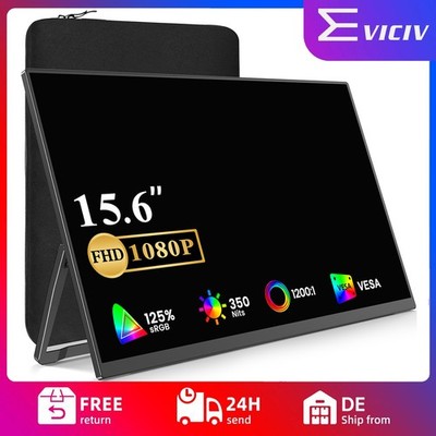 Portable Monitore Tragbarer 15,6 Zoll 1080P FHD Screen USB-C/TypC HDMI 100% sRGB