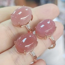 agate ring with movable mouth inlaid with powder jadeite egg noodles