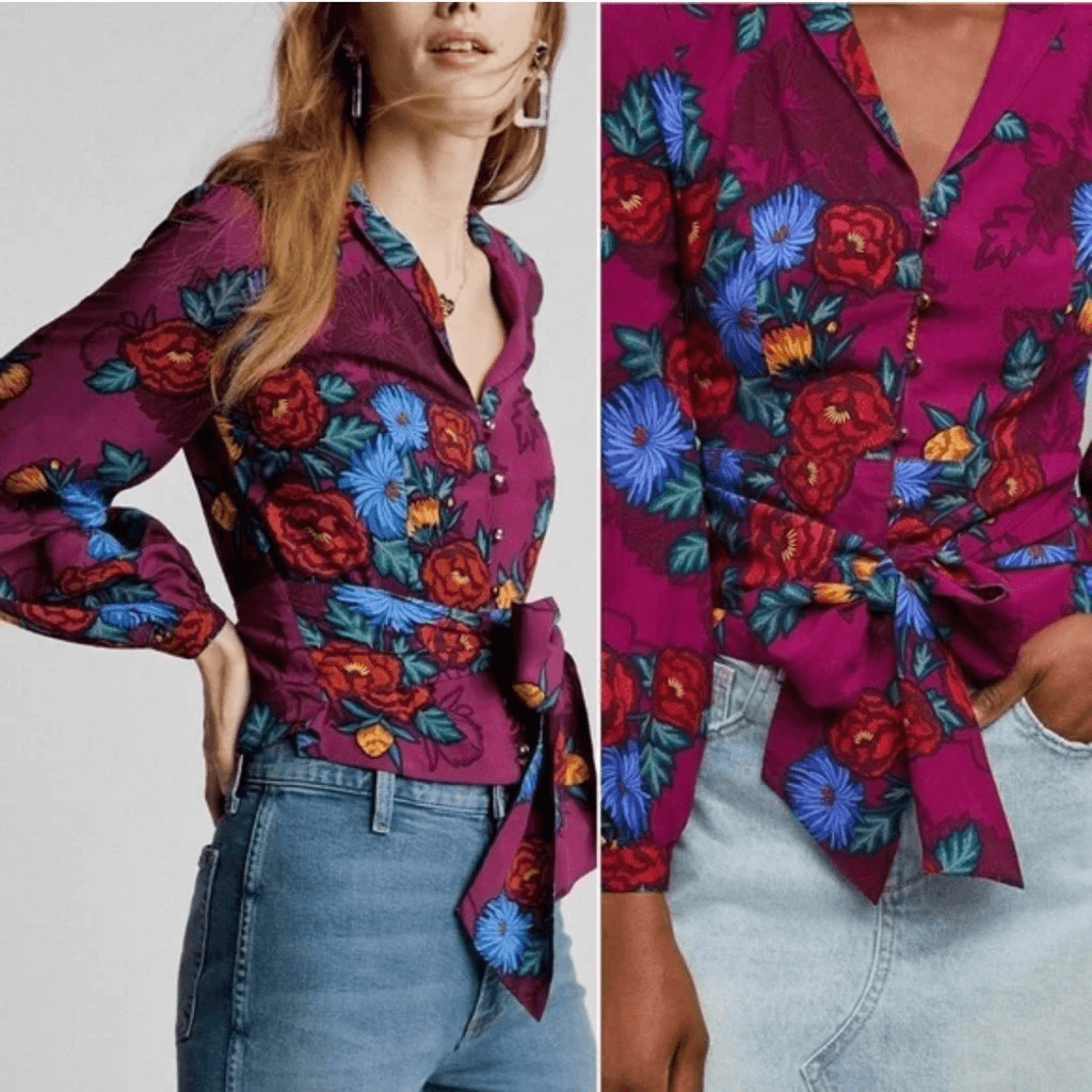 Anthropologie Moulinette Soeurs Floral Wrap Button Down Top