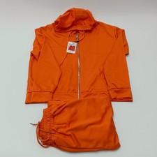 yipinguanren Sweat suits Hooded sports outfit set, orange, size L, polyester