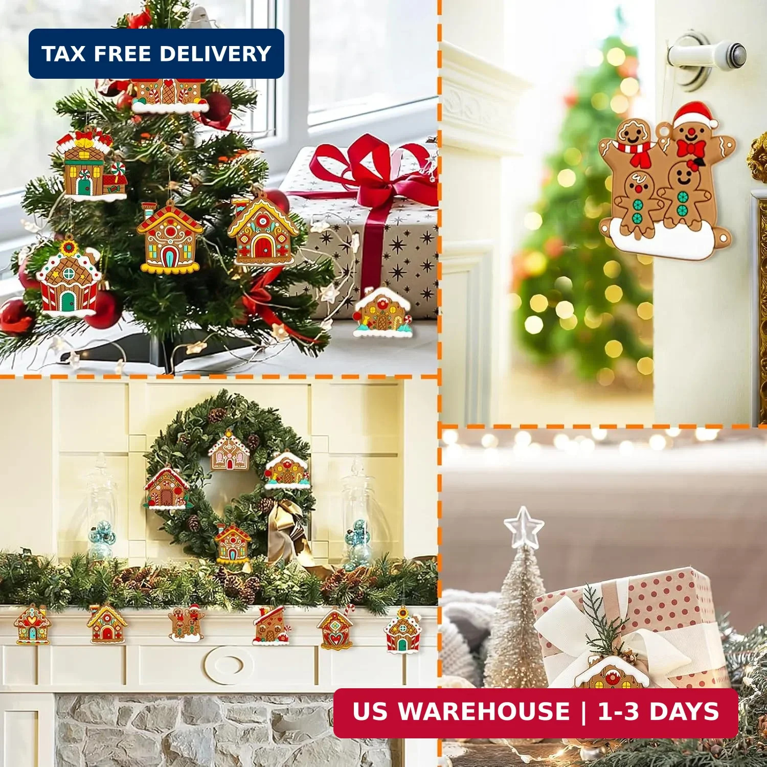 Gingerbread House Ornaments Christmas Tree Decoration - 12pcs ...