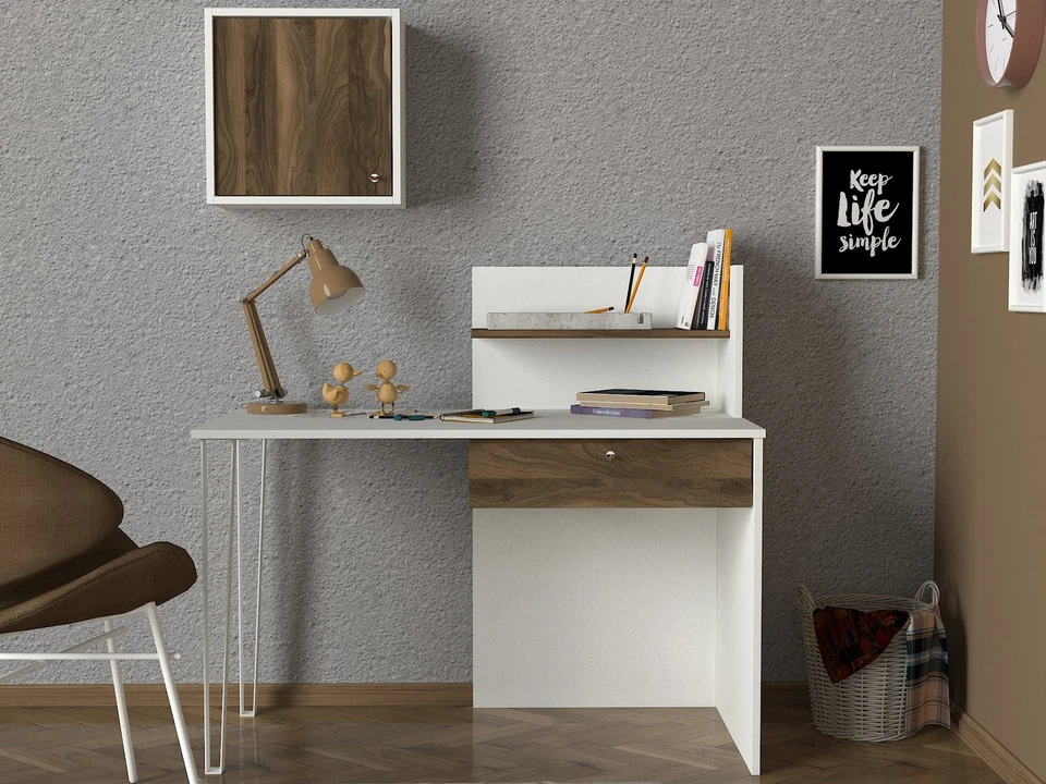 Schreibtisch Weiß Computertisch Kinder Bürotisch PC Arbeitstisch mit Schrank4845 - Bild 4 von 4