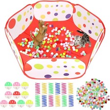 Cat Ball Pit Include 200 Pom Balls 10 Jingle and 12 PCS Spring...