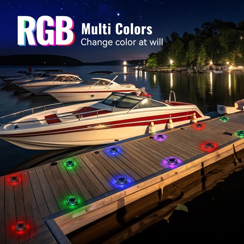 Solar Driveway Lights Outdoor 16 Pack, RGB Colors Solar Deck Dock Lights Outd... - Picture 8 of 8