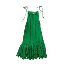 NWT Zimmermann Teddy Scallop Mini Dress Womens 0 XS Green Embroidered Tassel NEW