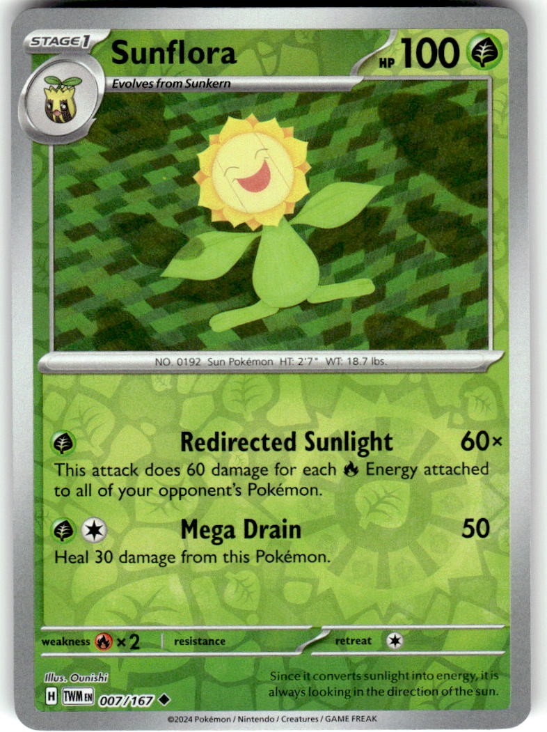 Sunflora 007/167 Uncommon Twilight Masquerade Pokemon Reverse Holo NM/M