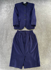 Vintage Christian Dior Skirt Suit Womens 10 Blue Wool