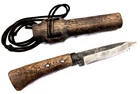 Takeshi Saji TS-70 SYURYOTO Black Forged White Steel No.2 San Mai Knife & Holder