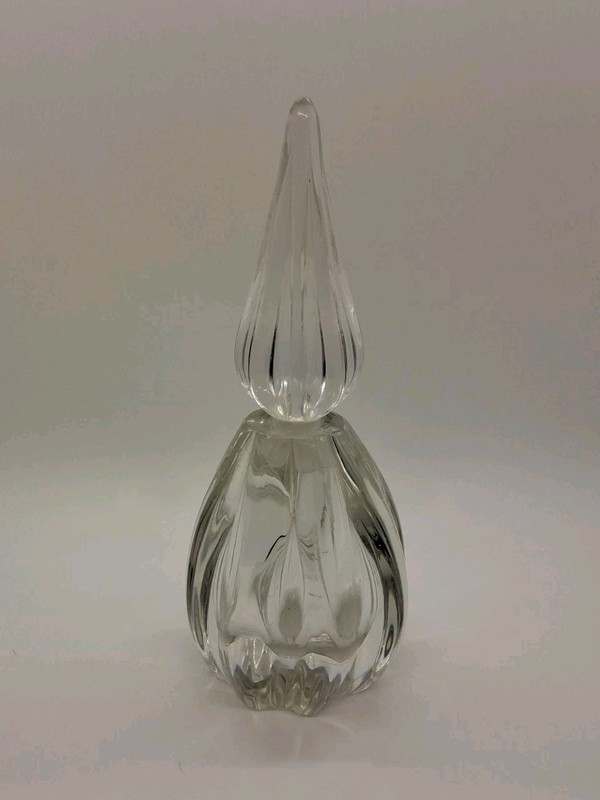 Crystal Clear Perfume Bottle w/Spire Finial ~ Vintage ~