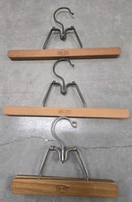 Set Of 3 Vintage Hang Rite Wooden Pants Skirt Clamp Style Hangers