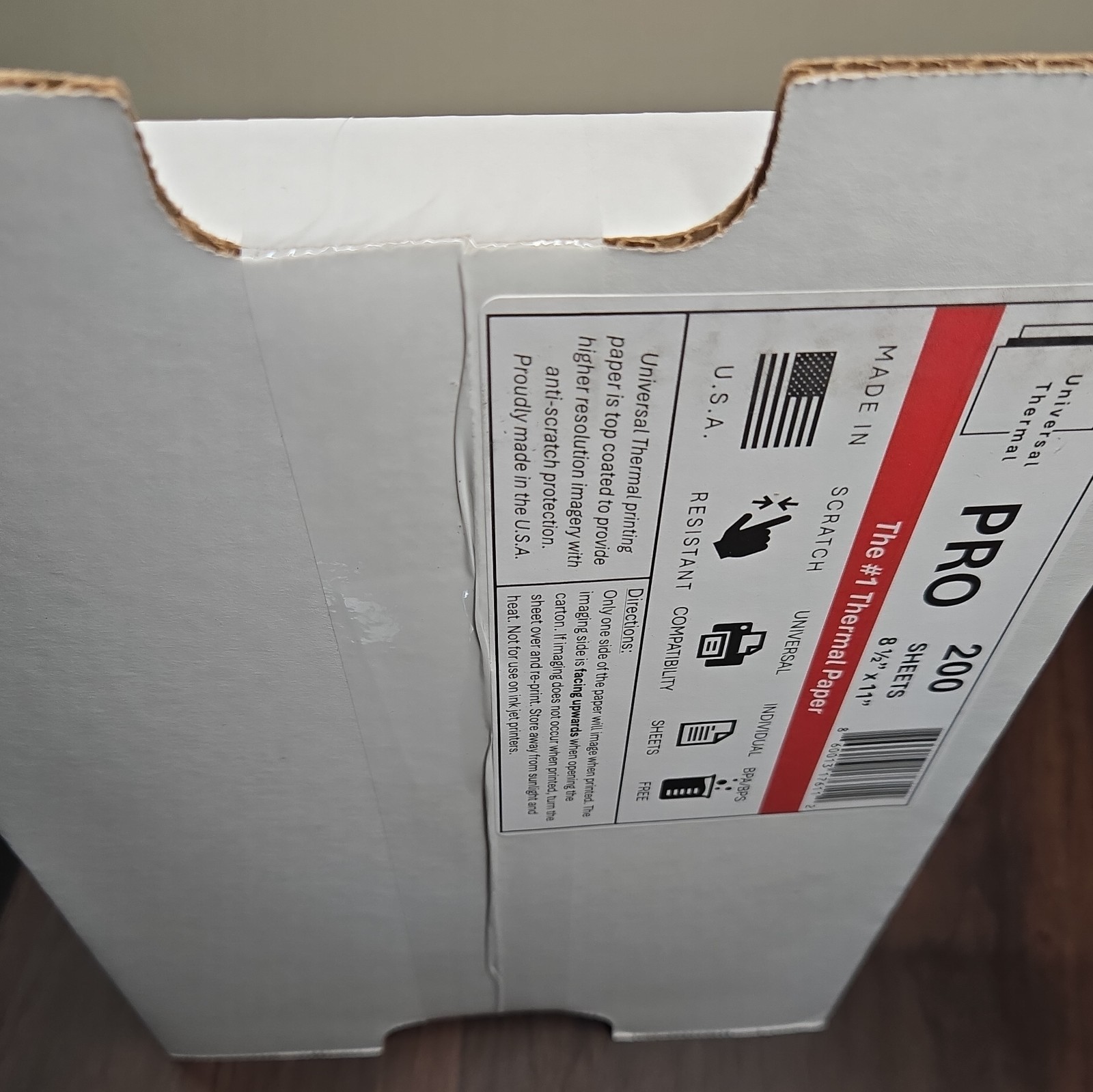 Universal Thermal Pro 8.5" x 11" Paper 200 Sheets Made in USA BPA/BPS Free