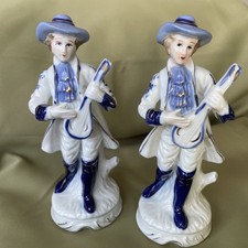 2 Porzellan Figuren Gitarrenspieler,Blau Wei�...