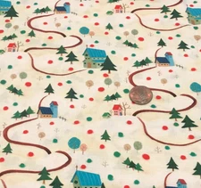 Farms*Barns*Silos*Pine Trees*Tonal White w/Dots* QT Fabrics*100% Cotton*8" x 21"