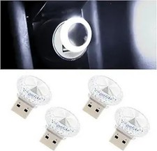 USB LED Car Interior Atmosphere Light Kit, 4PCS Portable Mini Plu Color: White