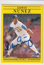 Ed Nunez 1991 Fleer Update (TOUGH) SIGNED CARD AUTOGRAPHED Edwin
