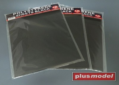 Plus Model 579 - Polystyrene sheets black 0,5 big - Neu