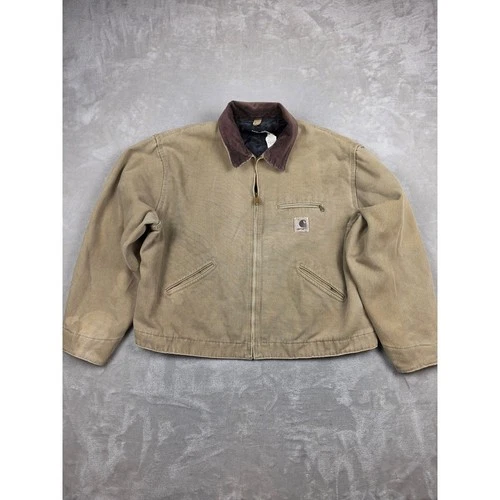 Vintage Carhartt Detroit Jacket Men 2XL Tan JQ0472 Boulder Canvas Work 1997 Read - product listing photo