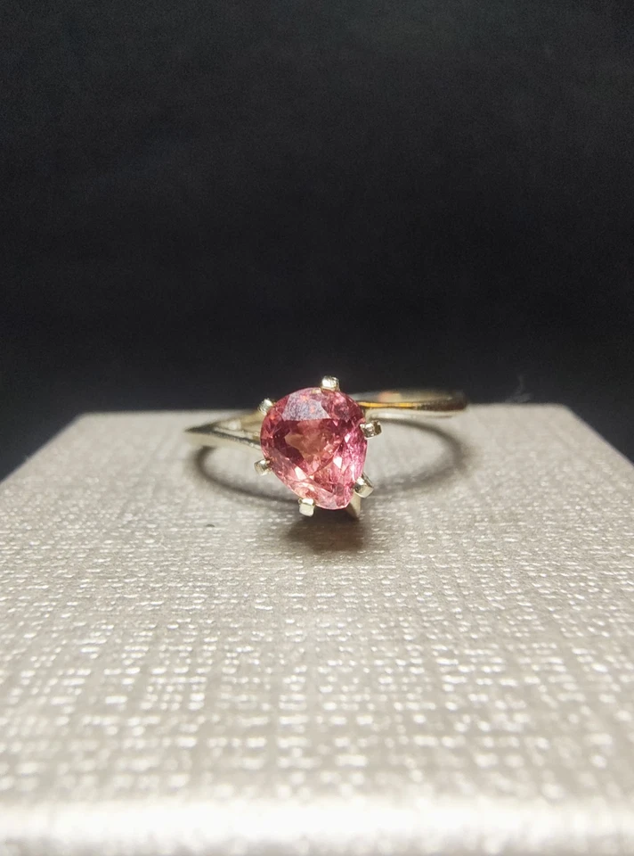 Anillo de compromiso de zafiro rosa 14k Oro blanco Talla 6 Vintage Foto 2 de 2