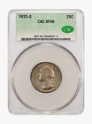 1932 S Washington Quarter  CACG XF 40  Excellent Original Key Date