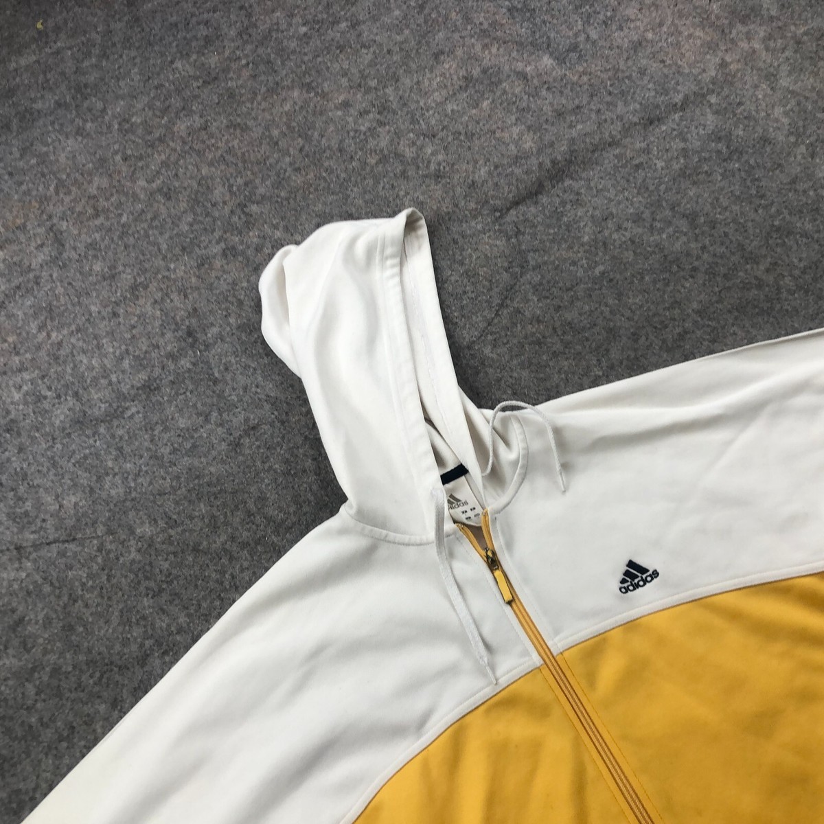 Adidas Jacket Womens Large White Yellow Full Zip Spell Out