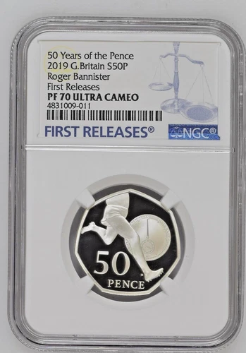 2019 G. Britain 50 Years of the Pence Roger Bannister First Releases NGC PF 70