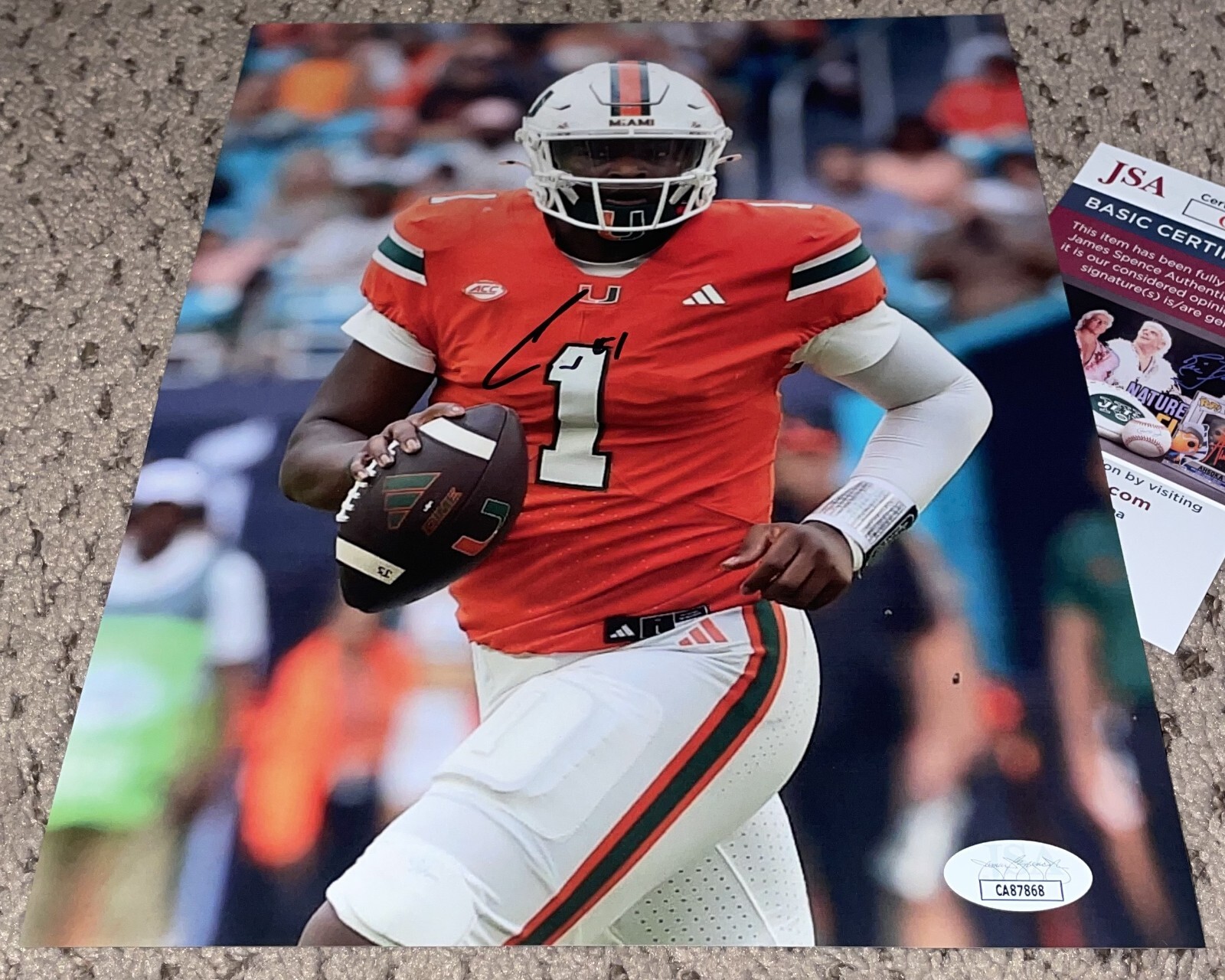 CAM WARD Autographed Signed Miami Hurricanes 8X10 PHOTO JSA MIAMI FOOTBALL HURRICANES CANES THE U 