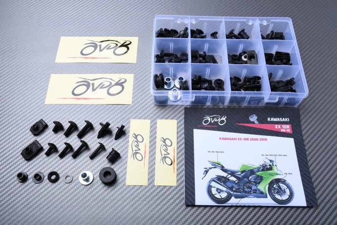 Visserie carénage Kawasaki ZX10R 08-10 kit complet vis noir