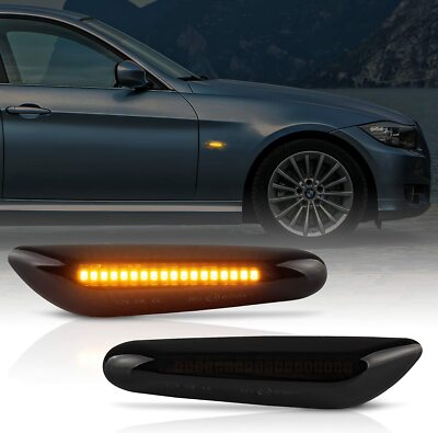 Dynamic Smoke Led Side Marker Turn Signal Lights For BMW E46 E60 E82 E83 E90 E92