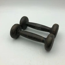 Bun Head Cast Iron Dumbbell Pair 2 Pound Weights Approx 4 Lbs Total Vintage