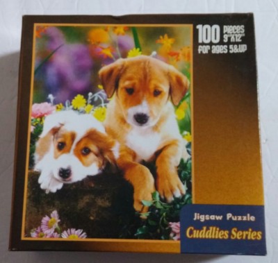 Puppies and Flowers 100 Piece 9 X 12 Puzzle Cuddlies Series by E&L Corporation