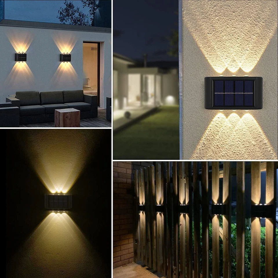 1-8x 6LED Solar Wall Lights Outdoor Garden Yard Fence Deck Front Door Decor Lamp - Image 2 of 4