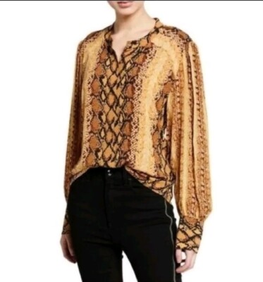 Joie Talin Womens Snake Print Button-Down Blouse Size Medium