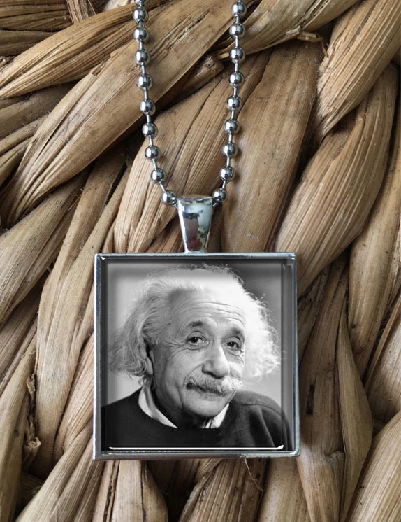 Albert Einstein Portrait Science Nerd Glass Pendant Silver Chain Necklace  NEW | eBay