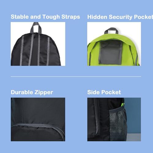 20L Hiking Daypack, Lightweight Backpack for Travel Camping Outdoor, Black - Picture 3 of 7