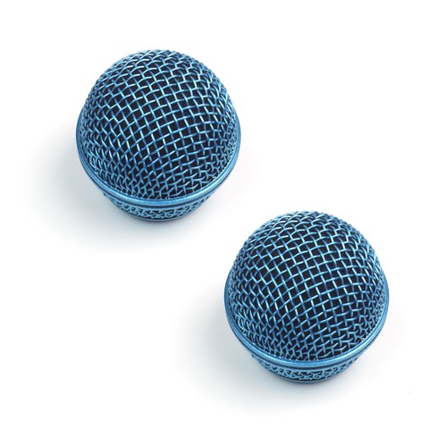 2x Mesh Mikrofon Gitter für Shure SM58 565SD LC Mikrofon, blau