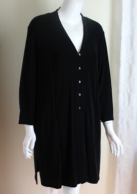 NWT Chico's Travelers Sz 2 L Black SARAH Duster Chic Longer Jacket Lovely