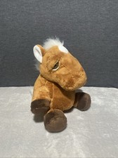 Unipak Plush Horse Sad Droopy Dreamy Eyes Brown Pony Sitting 9" Toy Pet Lovey