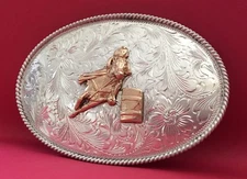 Ultimate Vintage Gem Western Sterling Silver Barrel Racing Trophy Belt Buckle
