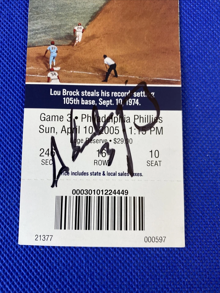 Talón de boleto de HR Abraham Núñez 1st St Louis Cardinals 04-10-05 firmado automáticamente Foto 2 de 4