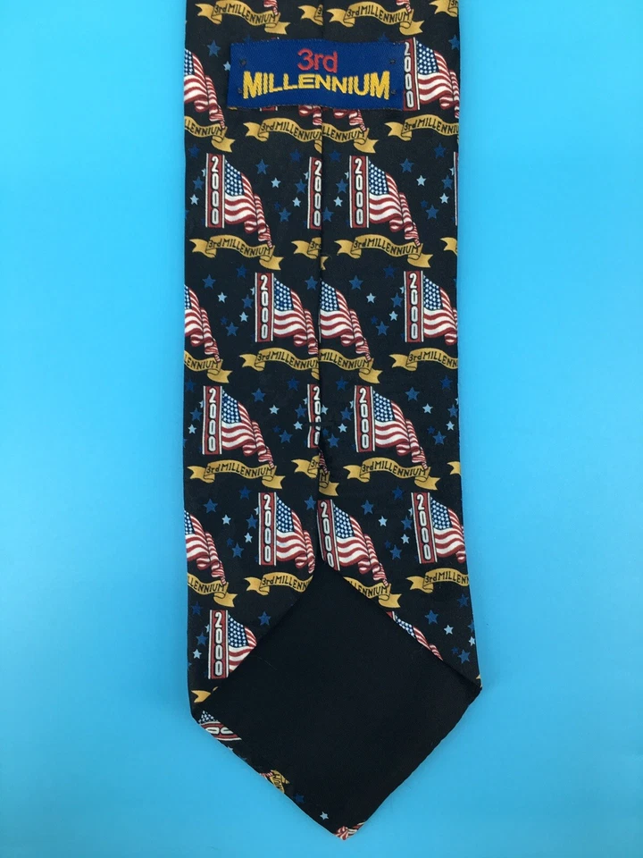 Gravata gravata 3º milênio novidade ano 2000 feliz ano novo bandeiras dos EUA envio rápido - Imagem 4 de 4